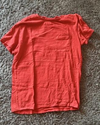 T-shirt uomo rossa tinta unita con taschino M