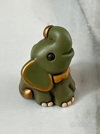 Mini Elefante Verde e Oro THUN Ceramica