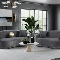 Elegante Set Divano e Loveseat in Velluto Grigio