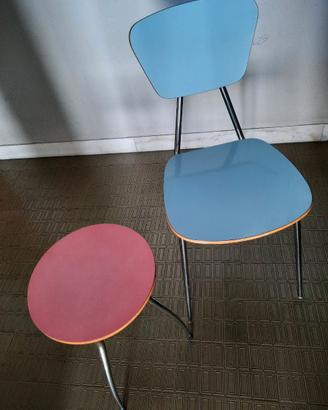 Set Vintage Anni '60 in Formica azzurra e rosa