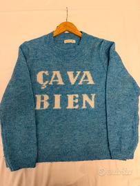 Maglione lavorato a maglia Cava Bien blu Taglia M