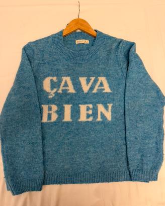 Maglione lavorato a maglia Cava Bien blu Taglia M