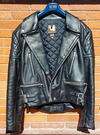 Giacca moto in pelle nera