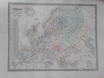 Carta geografica di metà Ottocento 