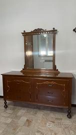 Como in legno lucido con specchiera vintage