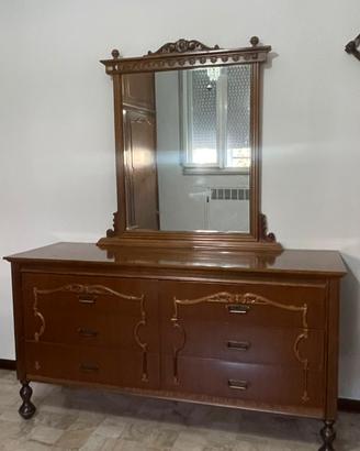 Como in legno lucido con specchiera vintage