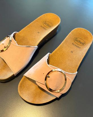 Ciabatte rosa 38 in pelle Scholl Bioprint.