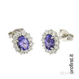 Orecchini in oro, tanzaniti 0,98ct e diamanti 0,48