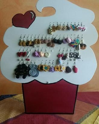Espositore orecchini cupcake legno handmade unico