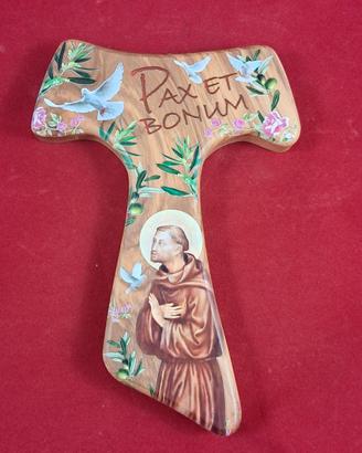 Croce crocifisso Tau S. Francesco d'Assisi ulivo