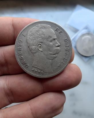 Argento Moneta 5 lire Scudo 1879 Regno d'Italia 