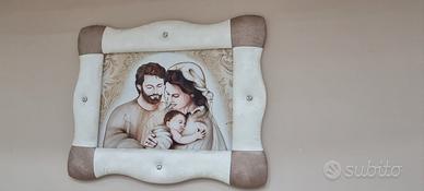 Quadro in pelle sacra famiglia