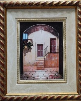 quadro olio su tela con cornice "scorcio centro st