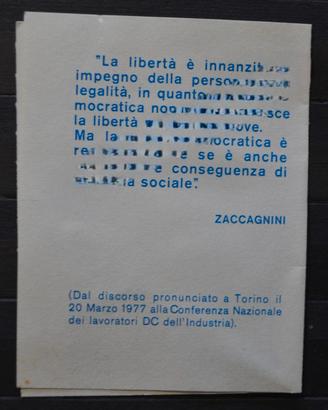 DEMOCRAZIA CRISTIANA  tessera 1977 Paese Veneto
