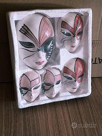 Set 5 maschere veneziane decorative in ceramica