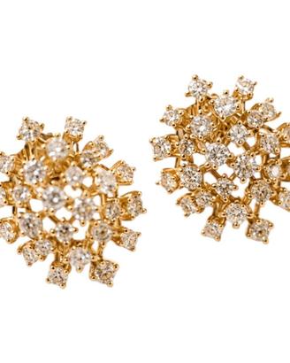 Orecchini bottone movimento floreale con Diamanti