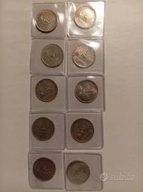 Lotto 10 monete 500 lire  d'argento  Caravelle 