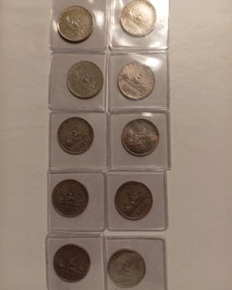 Lotto 10 monete 500 lire  d'argento  Caravelle 