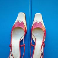 Scarpe vintage donna rosse e panna, n. 36