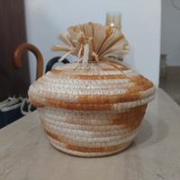 Cestino con coperchio vintage artigianato sardo fa