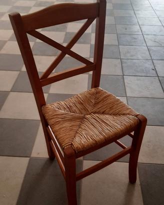 Sedie in Legno Massello e Paglia Intrecciata