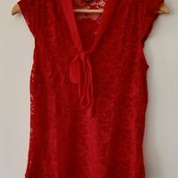 Blusa rossa in pizzo Camomilla taglia 40