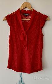 Blusa rossa in pizzo Camomilla taglia 40