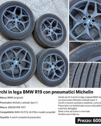 Set conpleto 4 cerchi in lega originali BMW da 19”