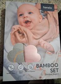 ĹIONELO bamboo set 3 mussole in bambu' naturale