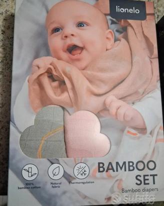 ĹIONELO bamboo set 3 mussole in bambu' naturale