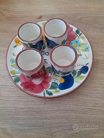 Piatto +4 bicchierini ceramica
