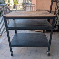 Ikea Carrello con Rotelle Barbecue Legno Ferro