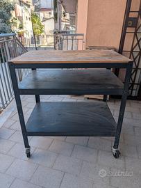 Ikea Carrello con Rotelle Barbecue Legno Ferro