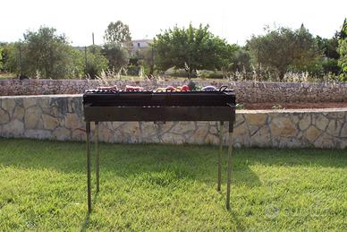 BARBECUE FERRO PESANTE 100x38cm CON DOPPIA GRIGLIA