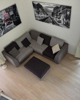 Divano ad angolo di design + pouf poggiapiedi