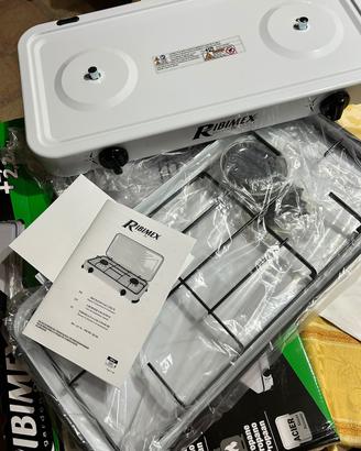 RIBIMEX - PRF350 - Fornello a gas inox 2 fuochi