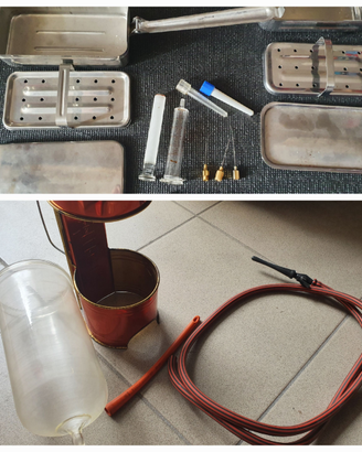 Vintage 2 Bollitori, set siringa in vetro+Clistere