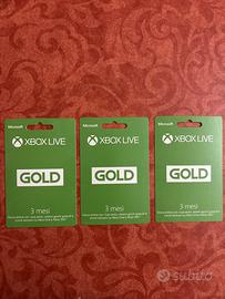 xbox live gold card 3 mesi