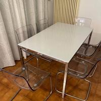 tavolo e sedie vetro acciaio soggiorno cucina