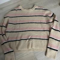 Maglioncino a righe rosa e panna
