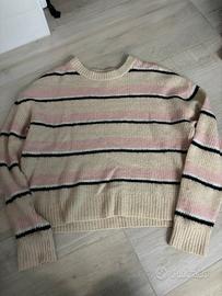 Maglioncino a righe rosa e panna