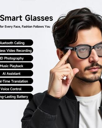 OCCHIALI SMART CON IA CAMERA VIDEO WIFI CHIAMATE