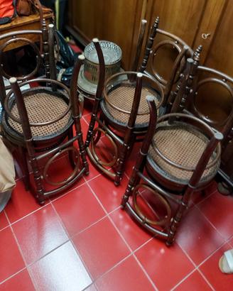 6 Antiche Sedie Da Bistrot Fischel Art Deco Anni 3