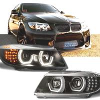 FARI BMW E90 E91 05-08 ANGEL EYES LED 3D FONDO NER