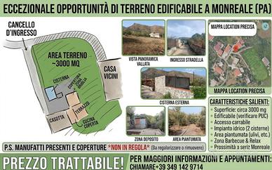 Terreno Edificabile di 3.000 mq a Monreale