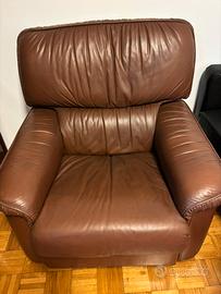 Poltrona pelle marrone 90cm larga