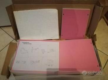 Due mensole in legno serie Lego Cribel BIANCO-ROSA