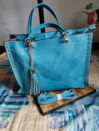 Borsa grande borchie spalla tracolla+pochette