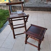 Sgabello e tavolino legno