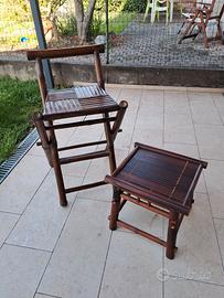 Sgabello e tavolino legno